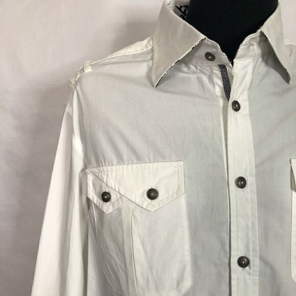 Toku White Cotton Embellished Shirt - Men’s L - Picture 4 of 9